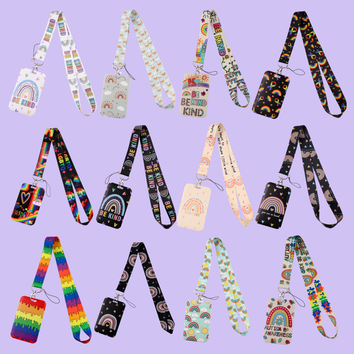 Neck Hanging Phone Holder - Rainbow Lanyards For Keychain 