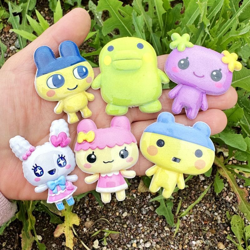 Phone Accessories Beads - 45mm Cartoon Tamagotchi double-sided printed hollow