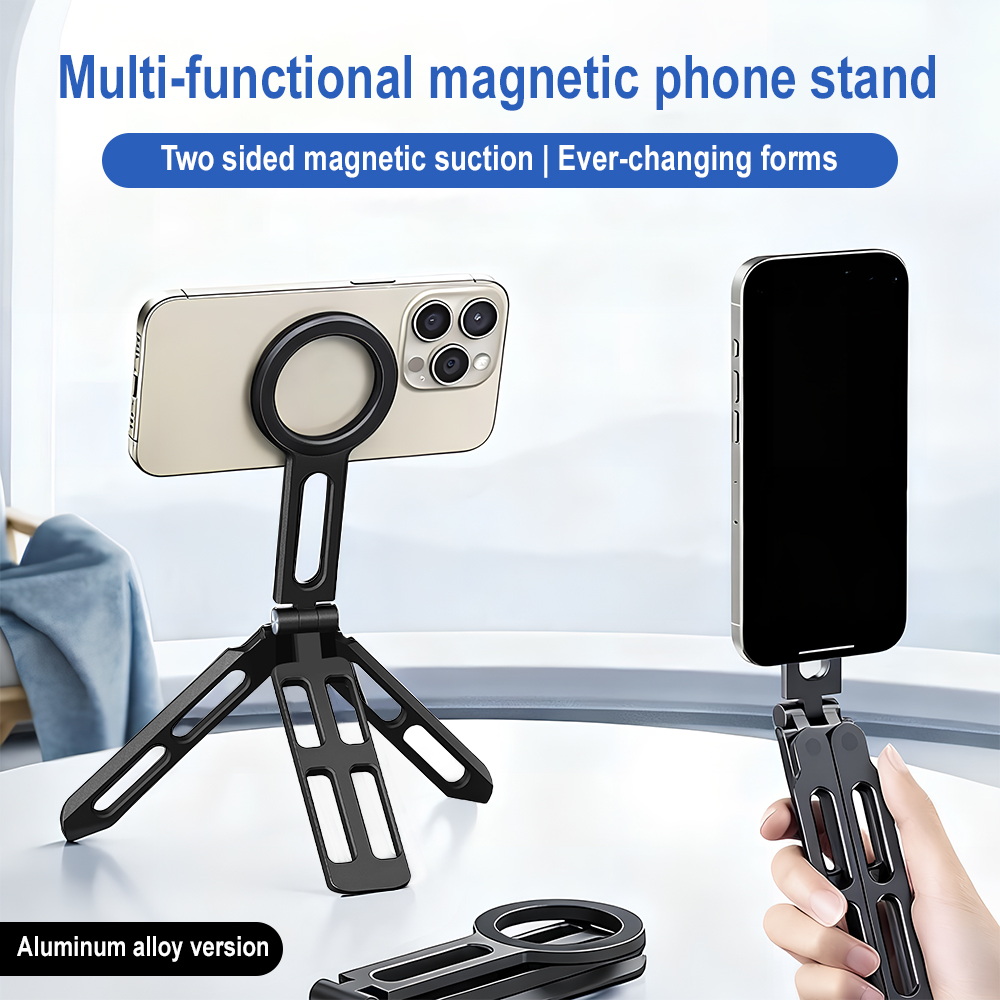Selfie Stick Tripod - Magnetic Phone Holder Four-axis 360° Rotation