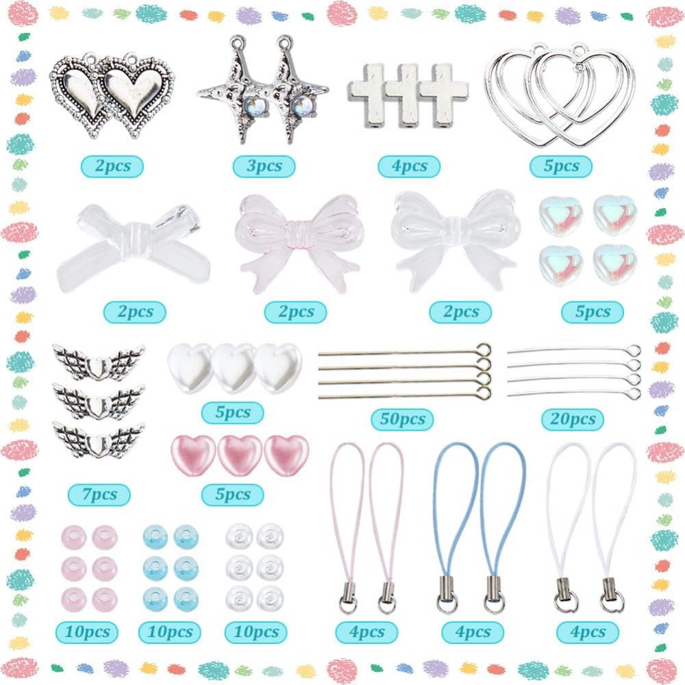 154Pcs DIY 8 Sets Phone Charm  - огляд і ціна Phone Accessories Beads