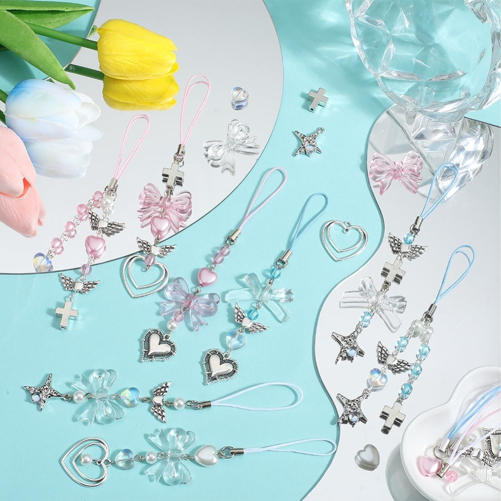 154Pcs DIY 8 Sets Phone Charm  - огляд і ціна Phone Accessories Beads