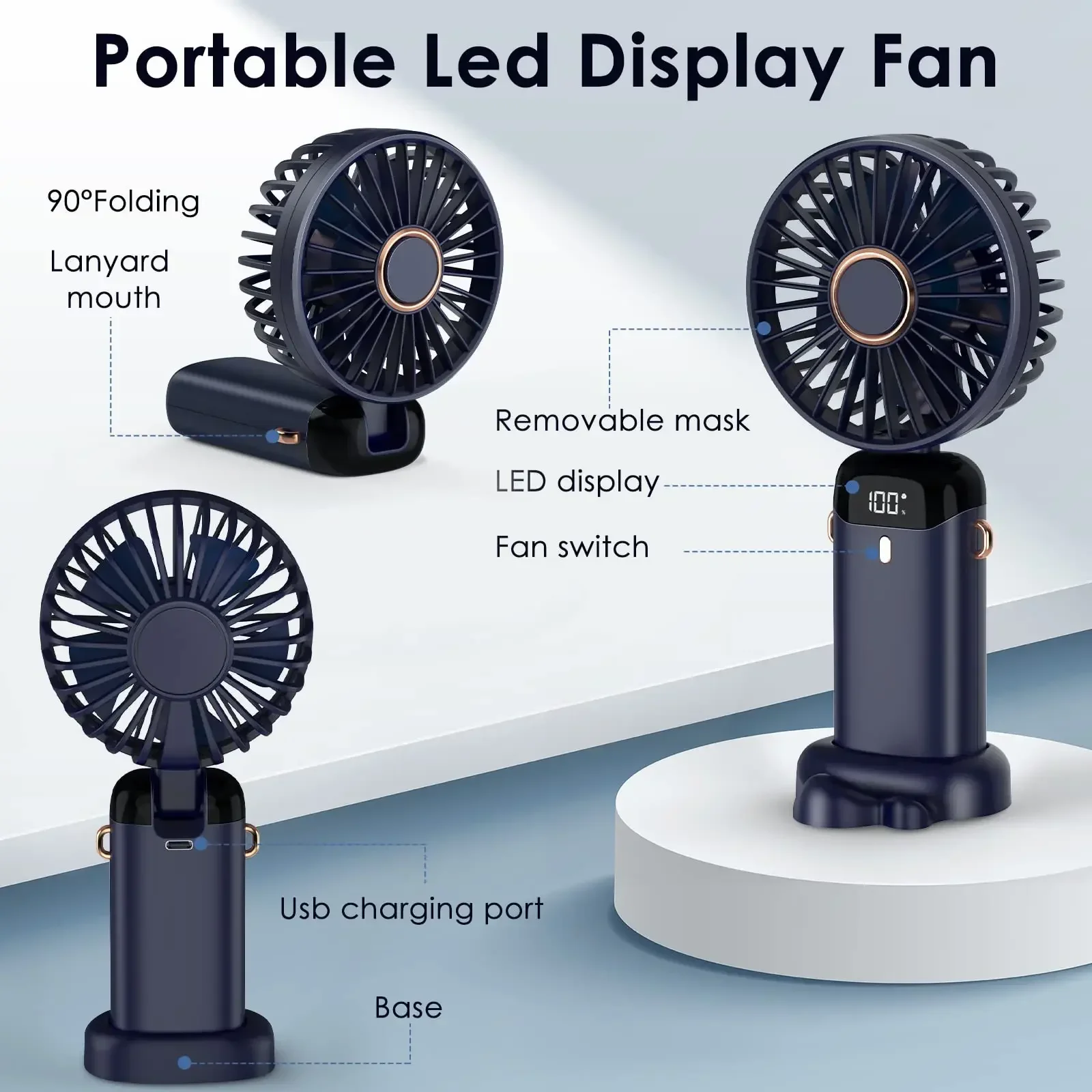 5000mAh Handheld Mini Fan Wire - огляд і ціна Neck Hanging Phone Holder
